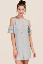 Alya Aisha Ruffle Lattice Back Dress - Heather Gray