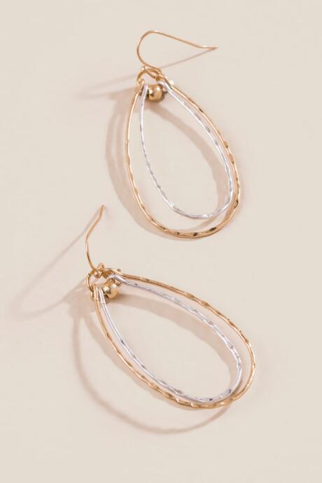 Francesca's Sami Mixed Metal Teardrop Earrings - Gold