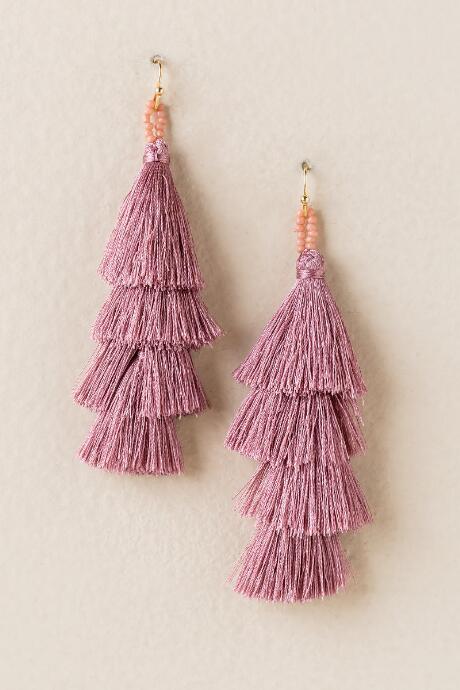 Francesca's Neva Layered Tassel Earring In Mauve - Mauve