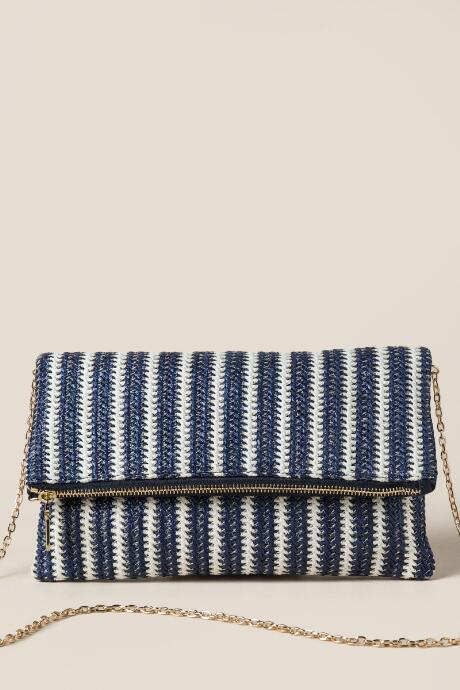 Francescas Dinah Straw Clutch Crossbody - Navy