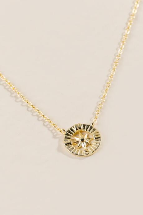 Francesca's Compass Sterling Pendant Necklace - Gold