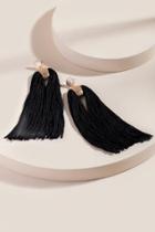 Francesca's Maison Long Tassel Earrings In Black - Black