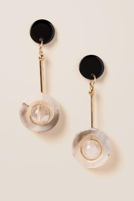 Francesca's Jenice Marbled Linear Earrings - Gray