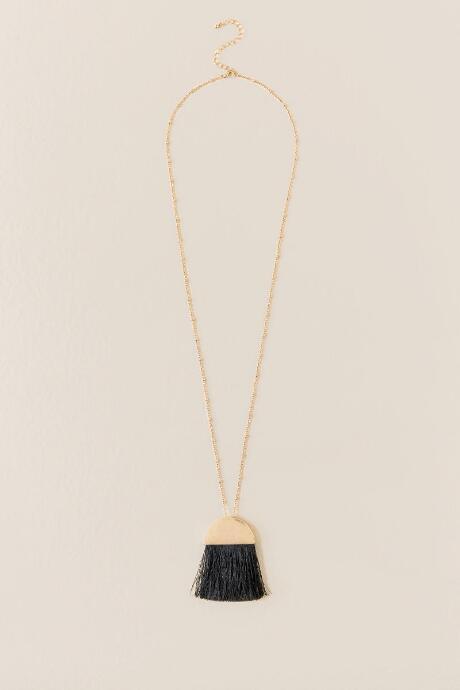 Francesca Inchess Britt Fringe Pendant In Black - Black