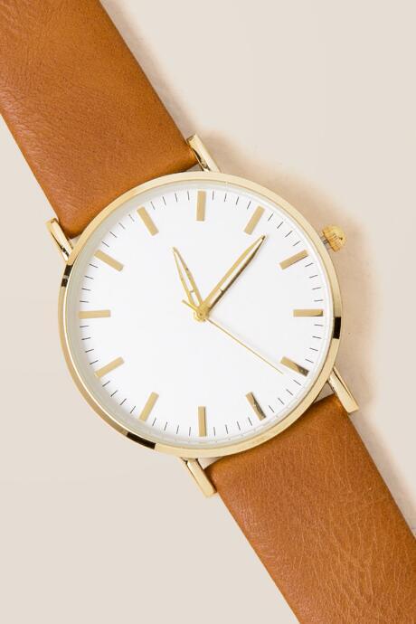 Francesca's Austin Classic Dial Watch - Cognac