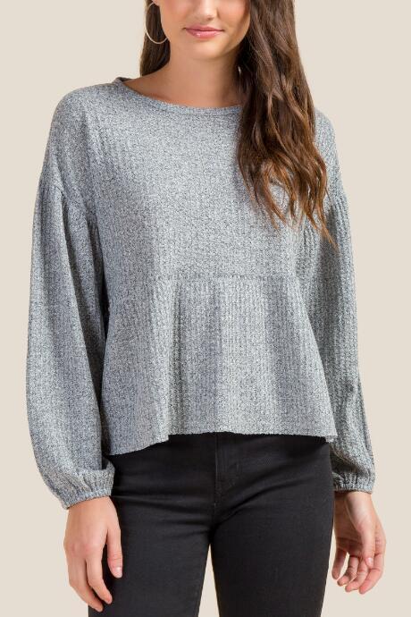 Francesca Inchess Cecelia Dropped Shoulder Peplum Top - Heather Gray