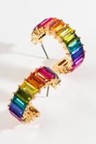 Francesca's Malia Baguette Huggie Hoops In Rainbow - Multi