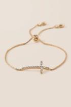 Francesca's Rebekah Pull Tie Cross Bracelet - Gold