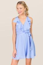 Mi Ami Cecilia Ruffle Wrap Dress - Oxford Blue