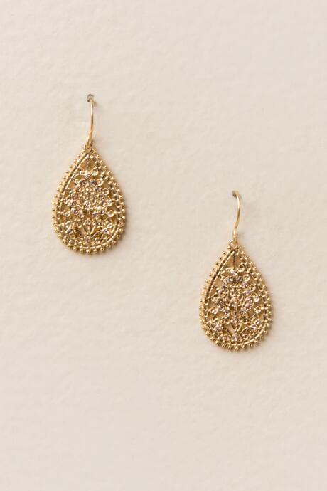 Francesca's Sasha Filigree Teardrop Earring - Gold