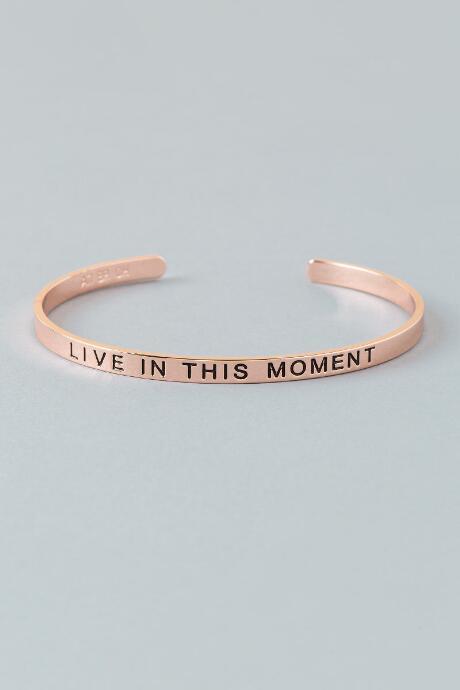 Francescas Live In This Moment Engraved Cuff - Rose/gold