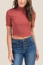 Francesca's Lucca Polka Dot Crop Top - Rose