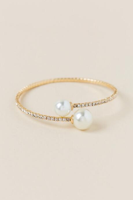 Francesca's Melva Crystal Pearl Coil Bracelet - Crystal