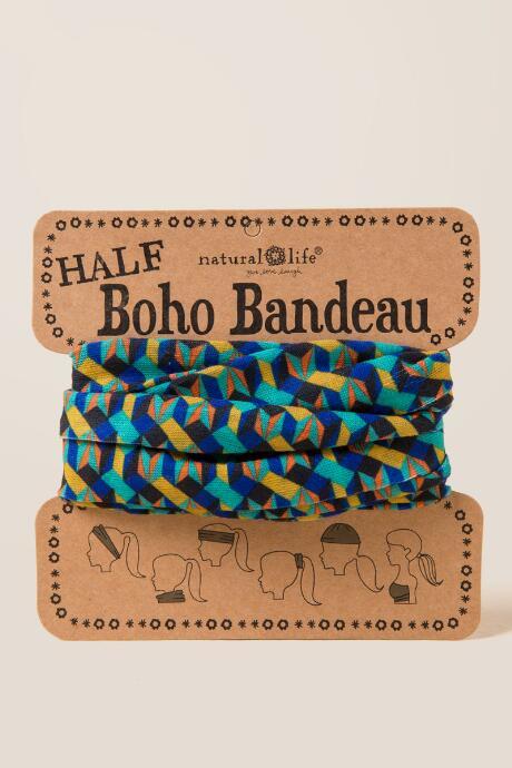 Francesca's Half Boho Bandeau By Natural Life In Geometric Cubes - Blue