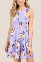 Francesca's Yara Floral Scuba A-line Dress - Orchid