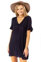 Francesca's Elliana Front Button Dress - Black