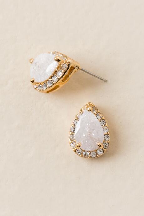 Francesca's Taylar Cubic Zirconia Stud Earring - White