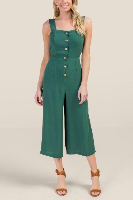 Francesca's Jadyn Gaucho Jumpsuit - Forest