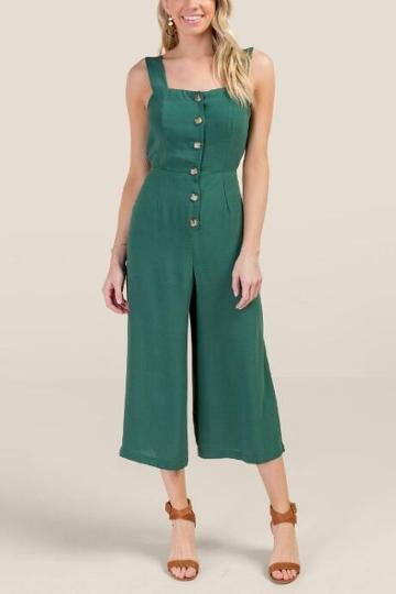 Francesca's Jadyn Gaucho Jumpsuit - Forest