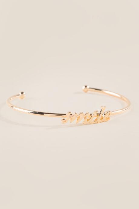 Francesca's Smile Script Cuff Bracelet - Gold