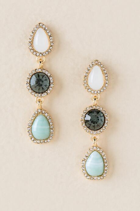 Francesca's Ophelia Stone Drop Earring - Gray