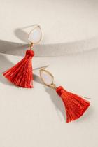 Francesca's Rea Teardrop Stone Tassel Earrings - Red