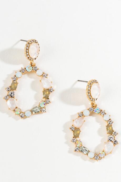 Francesca's Melissa Crystal Statement Earrings In Ivory - Ivory