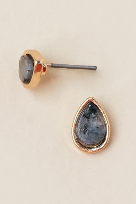 Francesca's Carissa Stone Teardrop Earrings In Gray - Gray