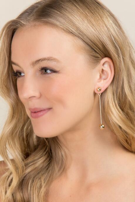Francesca's Linear Ball Post Earrings - Gold