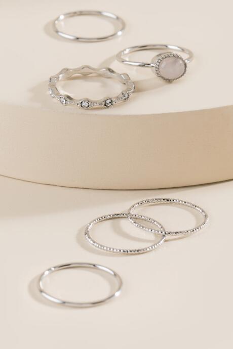 Francesca's Isabela Semi-precious Ring Set - Silver