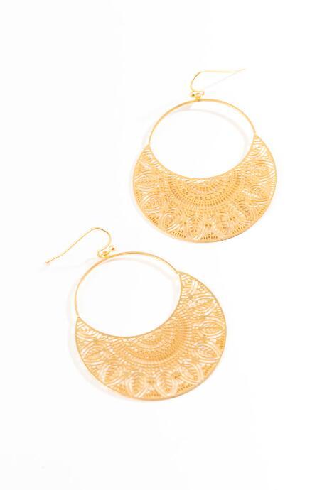 Francesca's Brielle Filigree Circle Drop Earrings - Gold