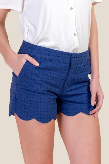 Francesca's Kiana Geometric Eyelet Shorts - Navy