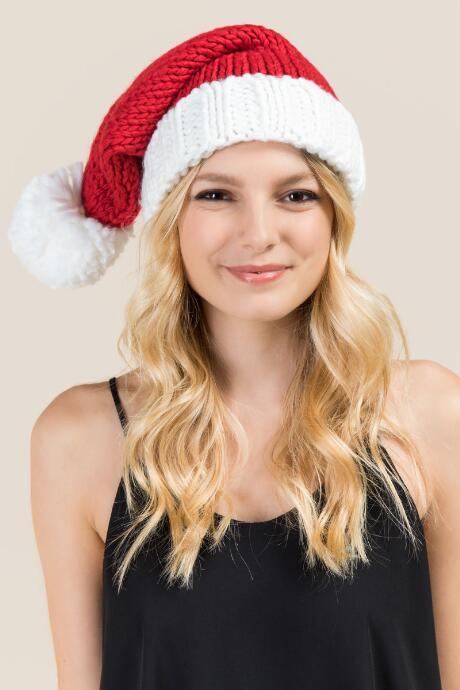 Francesca's Mira Chunky Santa Beanie - Red