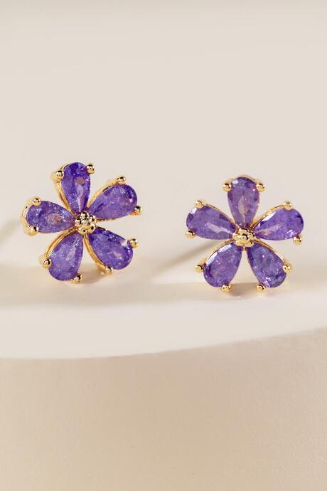 Francesca's Alanna Flower Stud Earrings - Lavender
