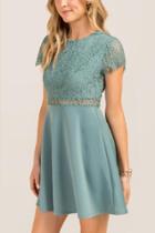 Francesca's Sara Short Sleeve Lace Dress - Teal