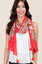 Francesca's Laila Multi-print Scarf - Red