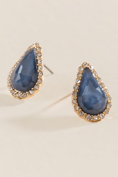 Francesca Inchess Liliana Teadrop Halo Studs In Indigo - Indigo