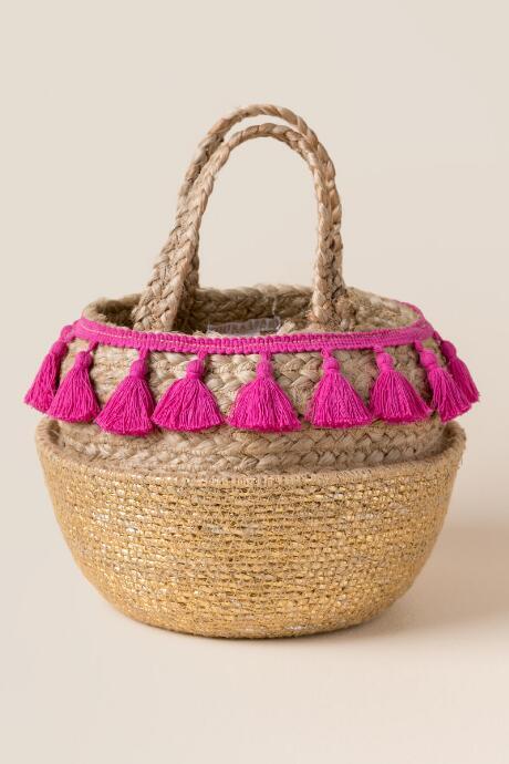 Francesca's Ananda Straw Basket Tote - Gold