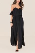 Francescas Leona Off Shoulder Bustier Maxi Romper - Black