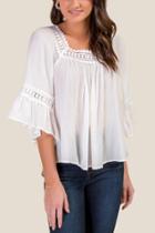 Francesca's Ciara Square Neck Crochet Blouse - Ivory