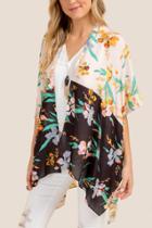 Francesca's Dana Large Floral Ruana - Blush