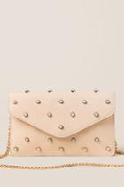 Francesca's Portia Pearl Crossbody Clutch - Tan
