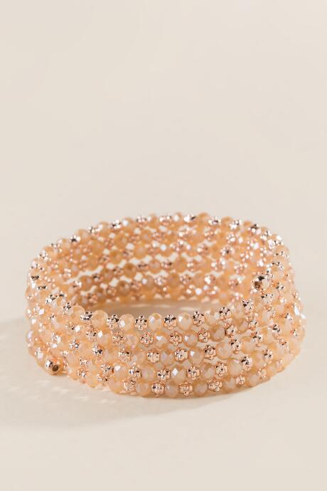 Francesca's Mindie Beaded Coil Bracelet - Crisp Champagne