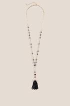 Francesca's Sidney Beaded Tassel Necklace - Black