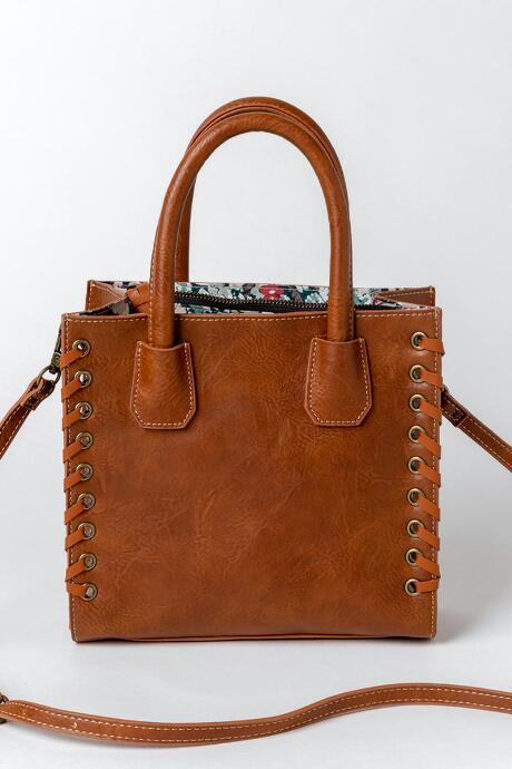 Francesca's Millie Whip-stitch Mini Tote - Cognac