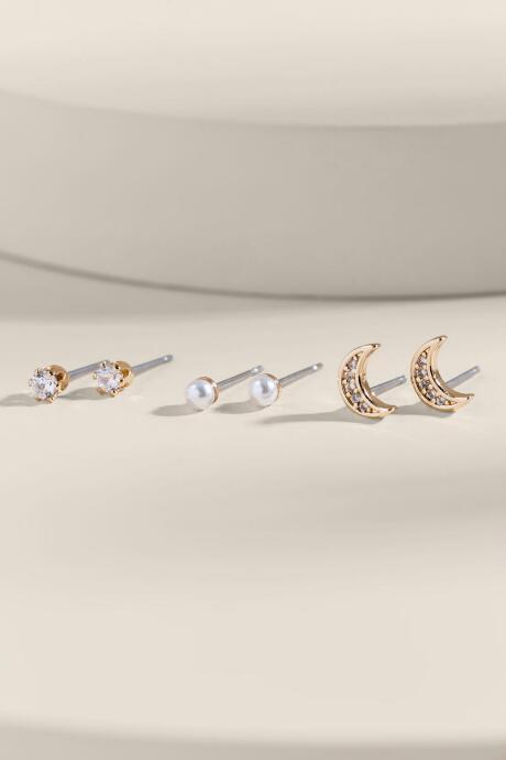 Francesca's Allyson Crystal Stud Earring Set - Crystal