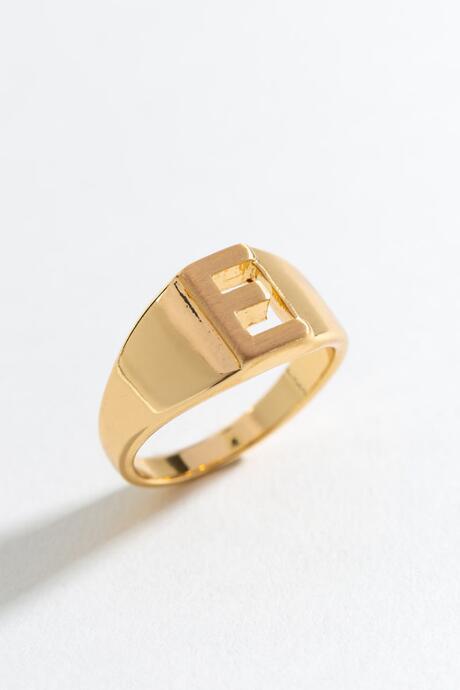 Francesca's E Block Letter Ring - E