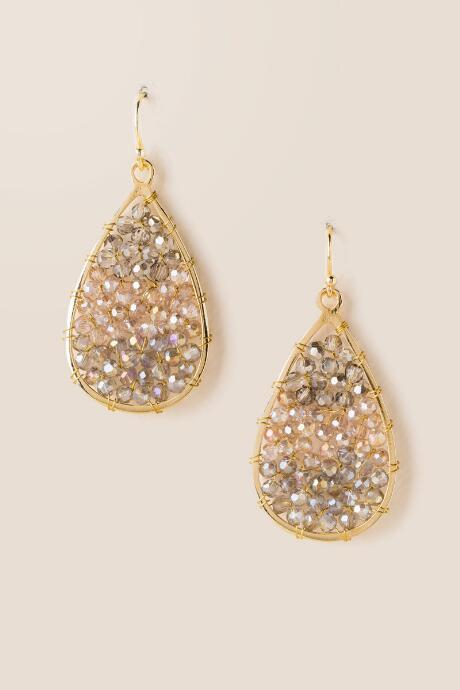 Francesca's Rebecca Ombr Woven Bead Drop Earring - Gray