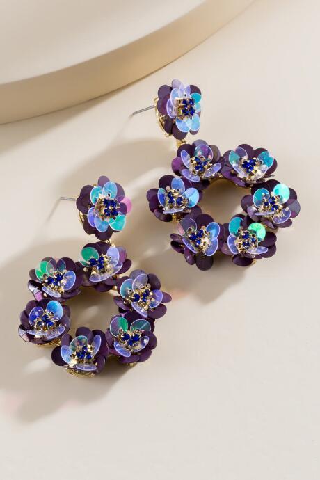 Francesca Inchess Madeline Sequin Drop Earrings In Purple - Purple