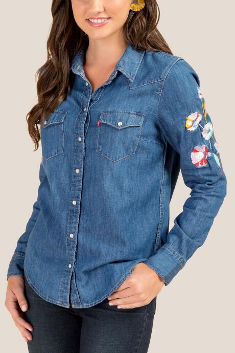 Francesca's Levi's Ultimate Western Button Down In Goodfish - Medium Wash